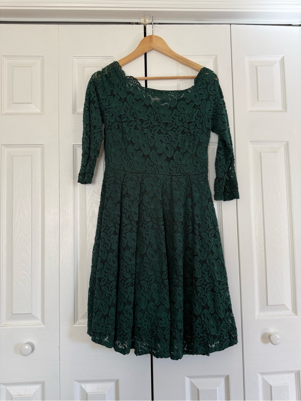 Women’s Dark Green Lace Fit & Flare Dress